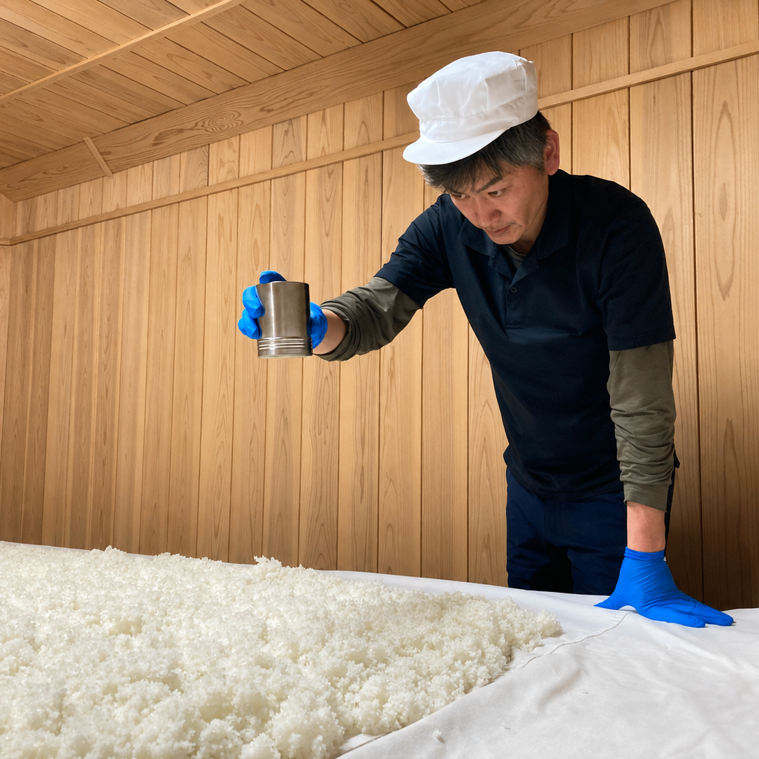 麹菌の散布